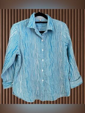 Woman’s Blue Gingham Button-Up Shirt